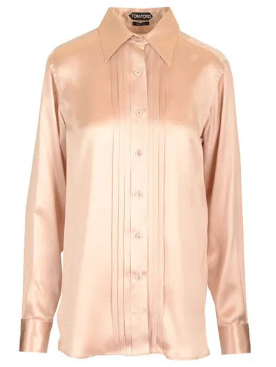 Tom Ford Silk Shirt With Pleats Shirts Rose