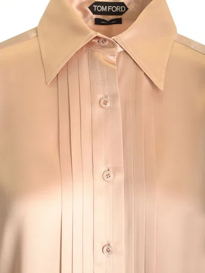 Tom Ford Silk Shirt With Pleats Shirts Rose