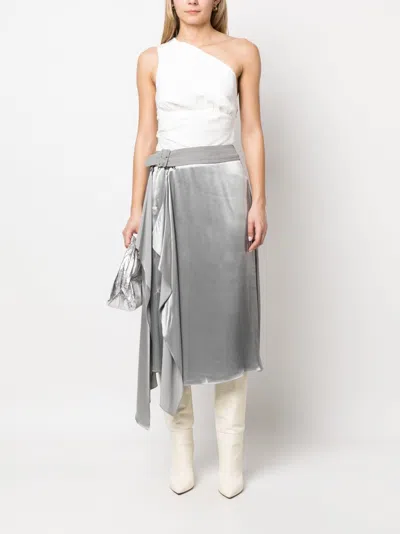 Fendi Asymmetrical Grey Skirt With Draped Detail