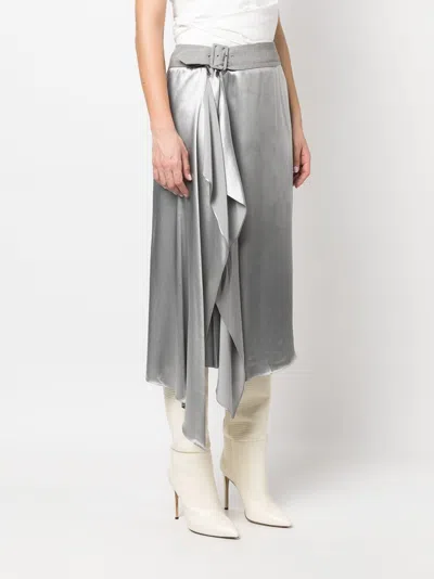 Fendi Asymmetrical Grey Skirt With Draped Detail