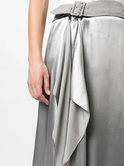 Fendi Asymmetrical Grey Skirt With Draped Detail