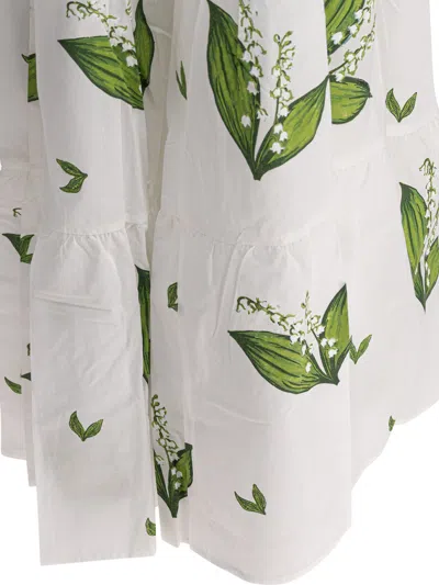 Tallulah Tiered White Skirt With Botanical Print