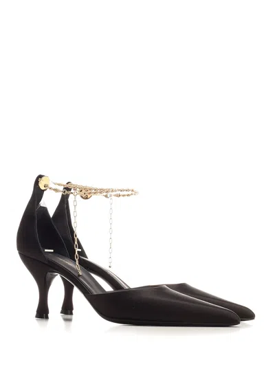 Ferragamo Slingback With Golden Strap Pumps Black