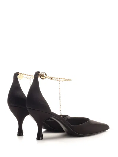 Ferragamo Slingback With Golden Strap Pumps Black