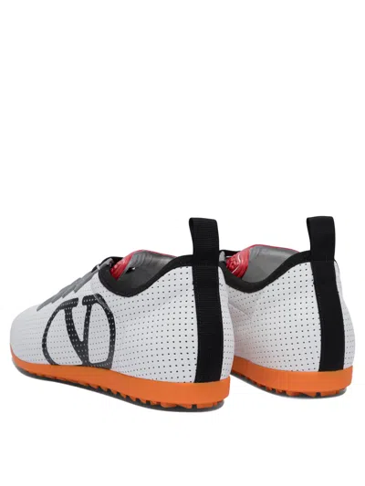 Valentino Garavani White Sneakers With Asymmetric Toe And Vlogo Detail On The Side In Tech Fabric Ma