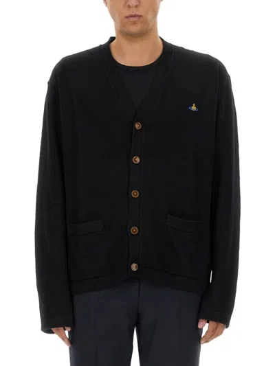 Vivienne Westwood Cardigan With Logo In Black