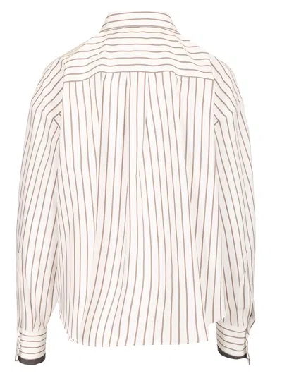 Shop Brunello Cucinelli Stripe Cotton Shirt Shirts Multicolor