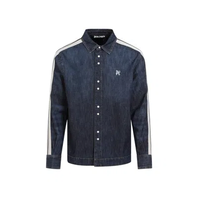 Palm Angels Monogram Track Denim Jacket In Black