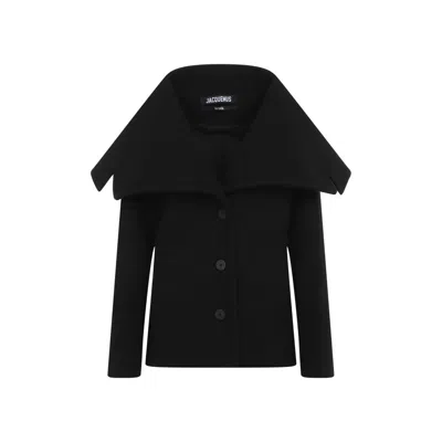 Jacquemus Short Coat With Oversized Collar And Wool Blend