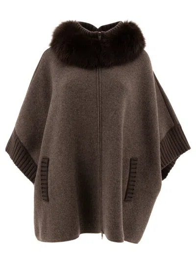 Giovi Wool And Cashmere Poncho Coats Brown