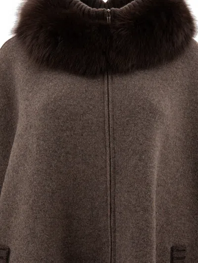 Giovi Wool And Cashmere Poncho Coats Brown
