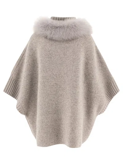 Shop Giovi Wool And Cashmere Poncho Coats Grey