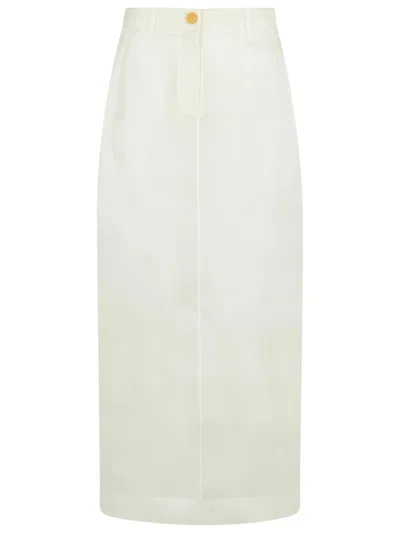 Khaite Lucian Cotton Poplin Maxi Skirt In White