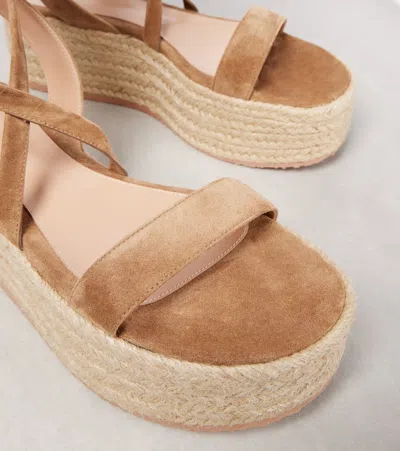 Gianvito Rossi Suede-trimmed Platform Espadrilles In Brown