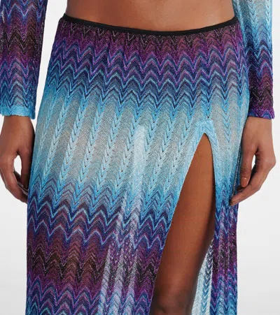 Missoni Long Skirt With Elasticated Waist And Side Slit In Blue