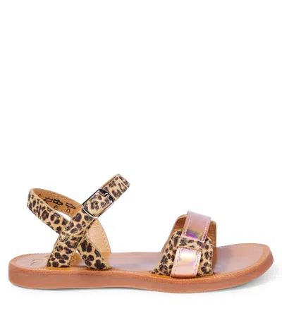 Pom D'api Avignon Leopard-print Leather Sandals In Brown
