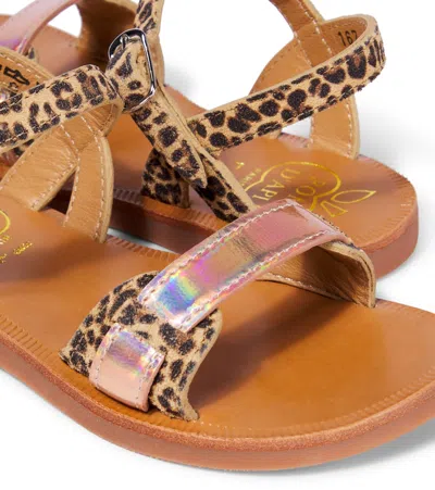 Pom D'api Avignon Leopard-print Leather Sandals In Brown