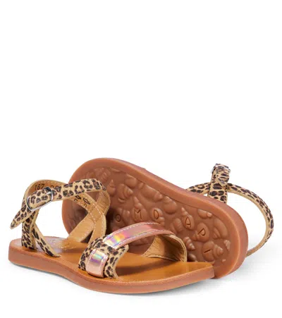 Pom D'api Avignon Leopard-print Leather Sandals In Brown