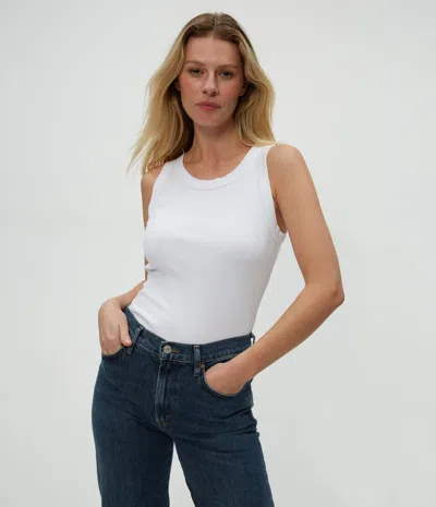 Michael Stars Kendall Crop Cotton Tank Top In Chalk