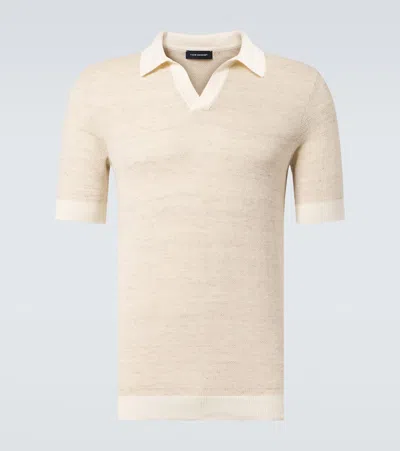 Thom Sweeney Cotton-blend Polo Shirt In Sand