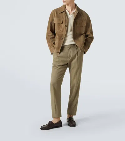 Thom Sweeney Cotton-blend Polo Shirt In Sand