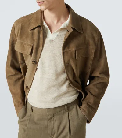 Thom Sweeney Cotton-blend Polo Shirt In Sand