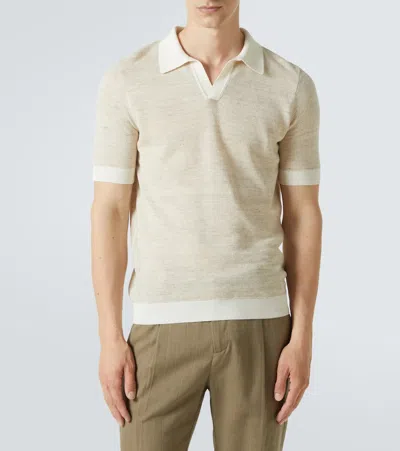 Thom Sweeney Cotton-blend Polo Shirt In Sand
