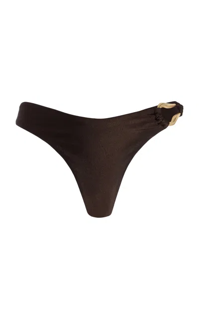 Zimmermann Brown Bikini Bottoms With Gold Detail In Burgundy