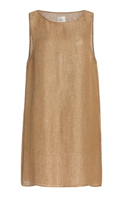 Leset Stella Sequined Linen-blend Minidress In Gold