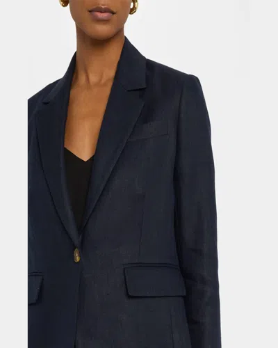 Argent Single-button Basketweave Linen Blazer