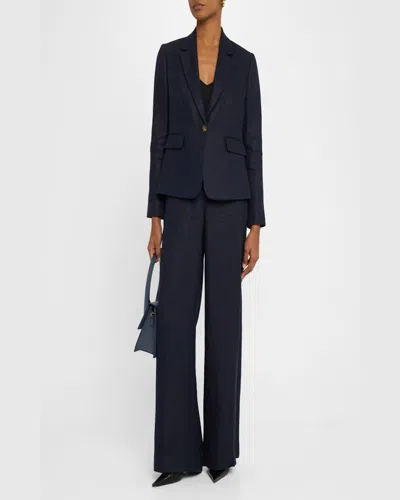 Argent Single-button Basketweave Linen Blazer