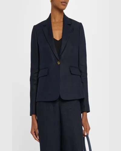 Argent Single-button Basketweave Linen Blazer