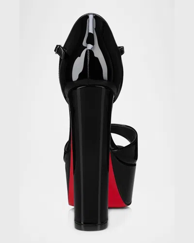 Christian Louboutin Sandaloo 130 Mirrored-leather Platform Sandals In Black
