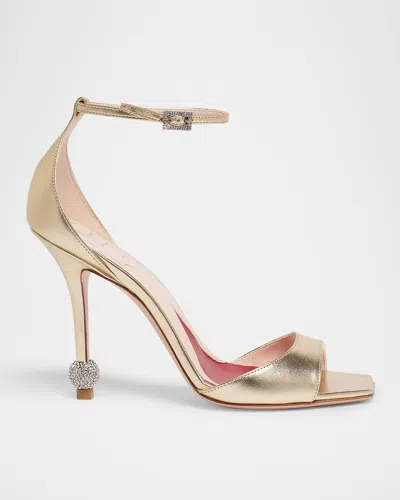 Roger Vivier Vivier Marlene 100 Embellished Gold Sandals In Oro