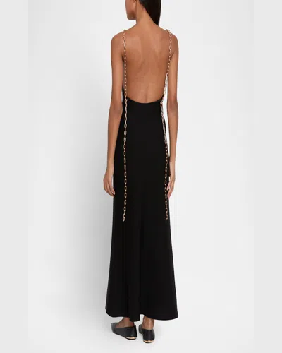 Gabriela Hearst Adeona Chain-detailed Silk Maxi Dress In Black