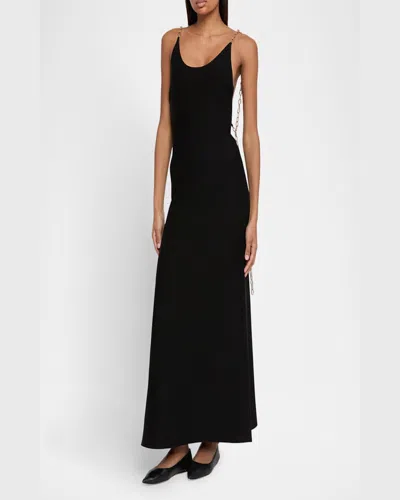 Gabriela Hearst Adeona Chain-detailed Silk Maxi Dress In Black