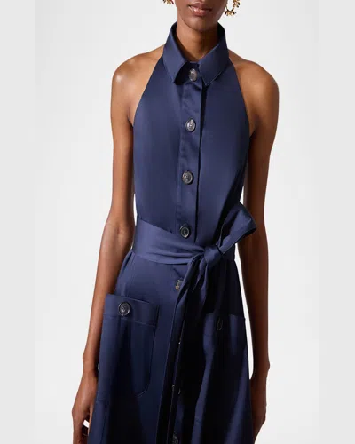 Carolina Herrera Collared Button-front Halter Midi Dress