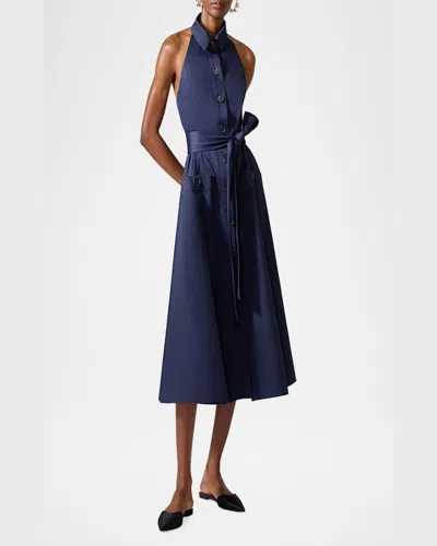 Carolina Herrera Collared Button-front Halter Midi Dress