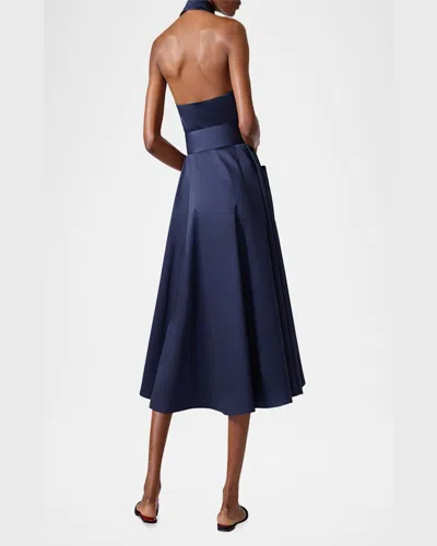 Carolina Herrera Collared Button-front Halter Midi Dress