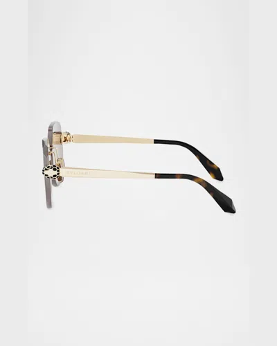 Bvlgari Serpenti Forever Rimless Oval Metal Sunglasses
