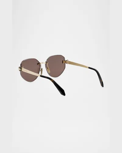 Bvlgari Serpenti Forever Rimless Oval Metal Sunglasses