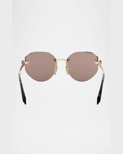 Bvlgari Serpenti Forever Rimless Oval Metal Sunglasses