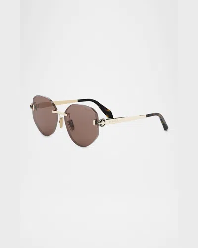 Bvlgari Serpenti Forever Rimless Oval Metal Sunglasses