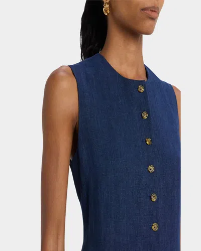 Good Work By Argent X Citizens Of Humanity Sleeveless Button-down Linen Midi Dress