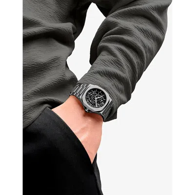 D1 Milano Gun Skeleton Bracelet 41.5mm Stainless Steel Mechanical Watch In Gun Metal