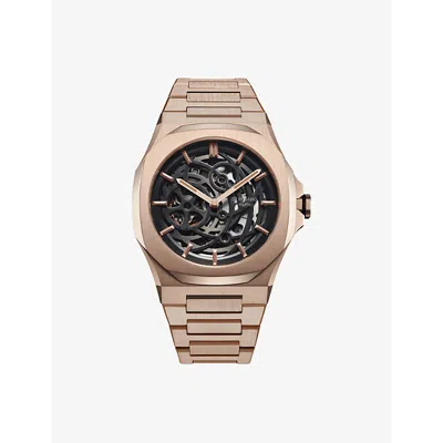 D1 Milano Rose Gold Skeleton Bracelet 41.5mm Rose-gold Stainless Steel Mechanical Watch In Black