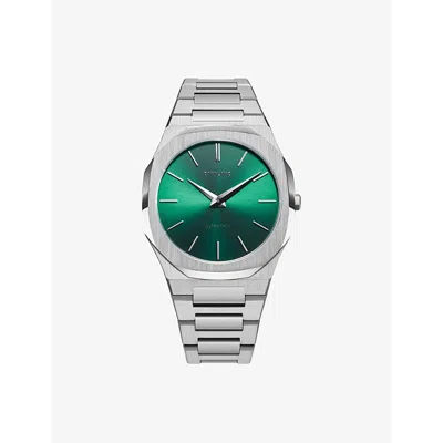 D1 Milano Green Scarabeo Ultra Thin Bracelet 40mm Stainless Steel Quartz Watch In Green/silver