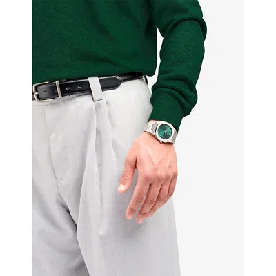 D1 Milano Green Scarabeo Ultra Thin Bracelet 40mm Stainless Steel Quartz Watch In Green/silver