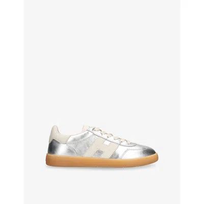 Hogan Cool Metallic Leather Sneakers In Silver