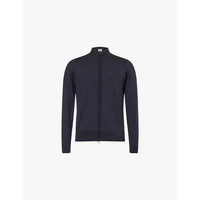 John Smedley Mens Hepburn Smoke Claygate Mock-turtleneck Wool Jacket Xxl